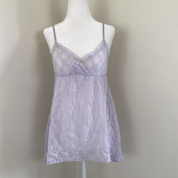 Y2K Only Hearts Babydoll Cami Lace Slip Medium Purple Coquette Nymphet Fairycore - Picture 1 of 10